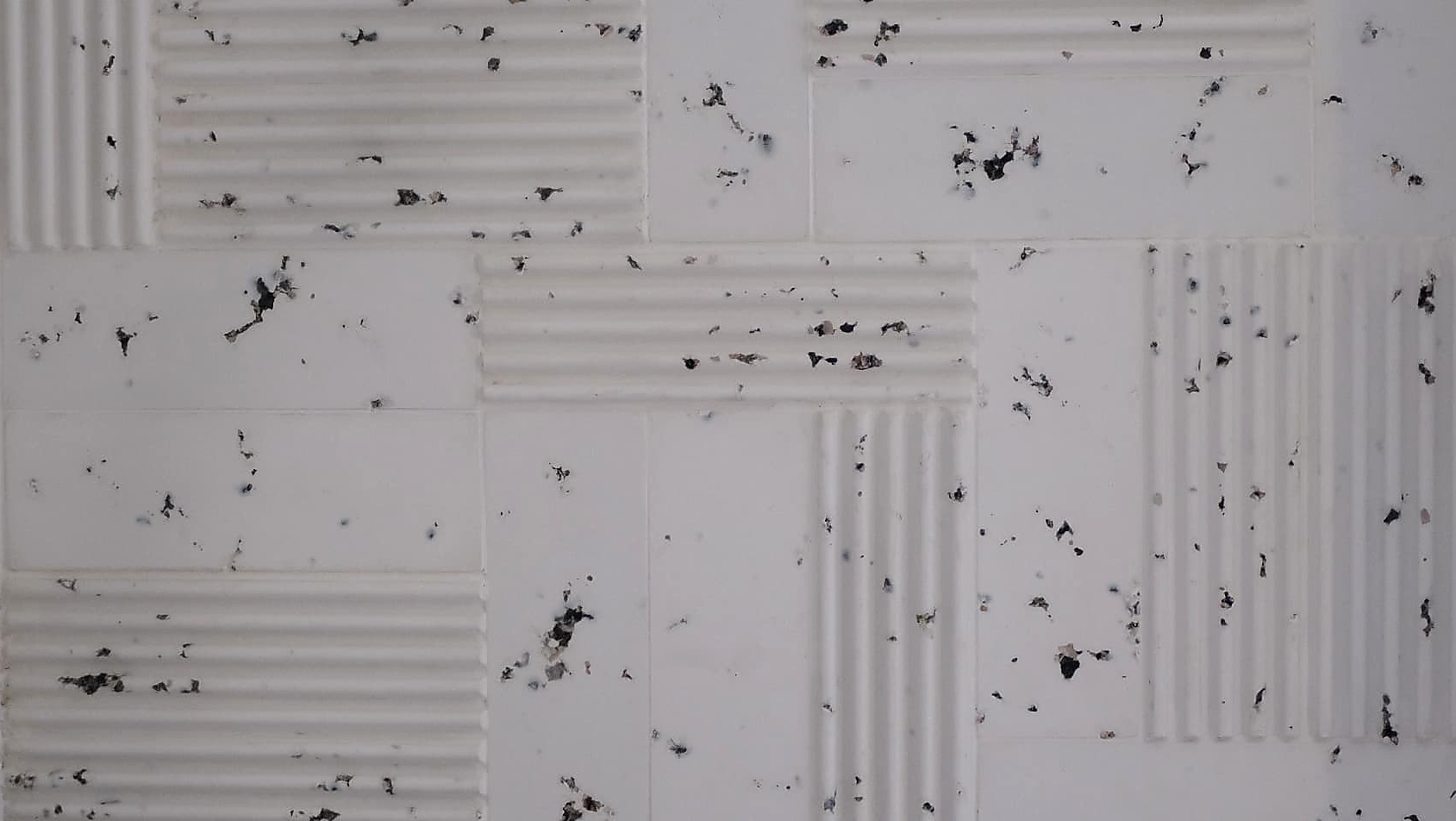 Detalle ampliado de revestimientos SLOW instalados, con fibras visibles y relieves